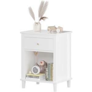 Nightstand with Drawer, 26.77''H Wooden Bedside Table, White
Modern Night Stand with Open Storage Shelf for Kids, End Table for Living Room Bedroom