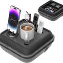 Couch Cup Holder Tray Couch Caddy Sofa Tray Couch Cup Holder Pillow Bed Caddy Sofa Buddy Remote Holder For Bed Cup Holder Snack Tray Organizer Sofa Drink Holder with 360 Rotation Phone Holder
