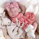 UOFTKIZ Realistic Reborn Baby Dolls - 20" Real Baby Girl Doll, Lifelike Newborn with Soft Cloth Body and Feeding Accessories, Nurturing Play, Collection Gift for Kids 3+, Grandparents, Newparents (Dusty Rose)