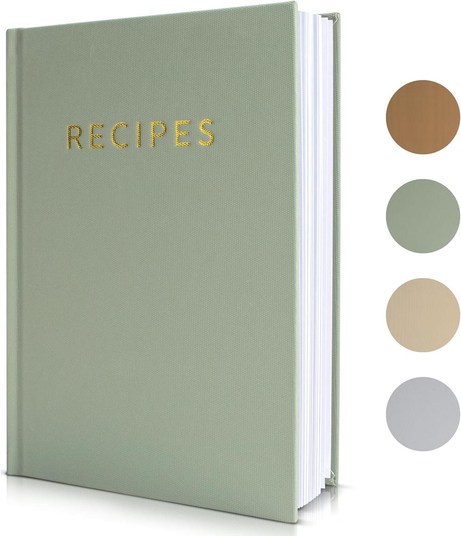 ZICOTO Aesthetic Blank Recipe Book with Waterproof Cover - The Perfect Recipe Notebook To Write In Your Own Recipes - Beautiful Blank Cookbook to Organize Your Recipes (Sage Green)