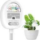 [Upgraded] Soil Moisture Meter, 4-in-1 Soil pH Tester, Moisture/Light/Nutrients/pH Meter for Gardening, Lawn, Farming, Indoor & Outdoor Plants Use, No Batteries Required, Gifts for Plants Lover (White)