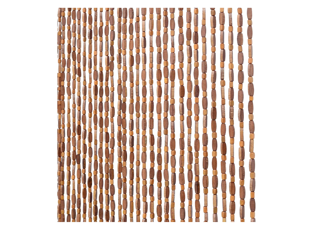FlavorThings 52 Strands Brown Wood and Bamboo Beaded Curtain for Doorway Room Divider 36inch x 79inch，Bamboo and Wooden Doorway Beads-Boho Bohemian Curtain (Coffee)