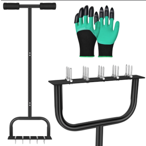 Spike Lawn Air Aerator Manual Tool Grass Aeration Aerating Tool with 15 Spikes T-Handle Pre-Assembled Grass Aerator Tools for Yard, Lawn Aeration, Garden Tool