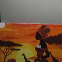 African Women Canvas Print Wall Art - Africa Ethnic Elephant Giraffe Animals Sunset - Wall Decor Modern Artwork Paintings Pictures for Living Room Stretched and Framed Ready to Hang - 24" x 36"