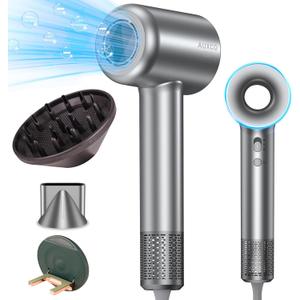 Hair Dryer with Diffuser, Ionic 1600W Brushless Motor Blow Dryer, 150,000RPM High Speed, Low Noise, Thermo-Control, 4 Temps/2 Speeds, Hot/Cold Cycle, Lightweight Travel Dryer for Women