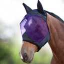 Harrison Howard CareMaster Horse Fly Mask Half Face with Ears Black/Purple Retro Medium Cob M