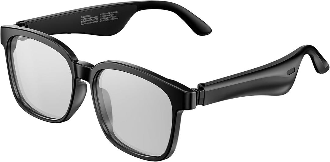 Oraolo Smart Glasses, Polarized Sunglasses with Bluetooth Speaker, Wireless Music & Calls, Athletic/Outdoor UV Protection and Voice Control, Unisex(Clear)