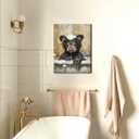 Bear Bathroom Wall Art Set of 2 Funny Animal Pictures Wall Decor Canvas Black Bear Decor Prints Cute Humorous Paintings for Bathroom Restroom Home Decoration 16×24 inch Framed
