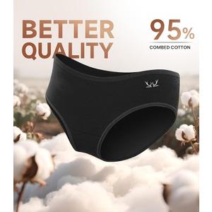 Womens Cotton Underwear, Hi-Cut Soft Breathable Briefs, Ladies Stretch Underwear Panties 5 Pack Regular & Plus Size, 2XL