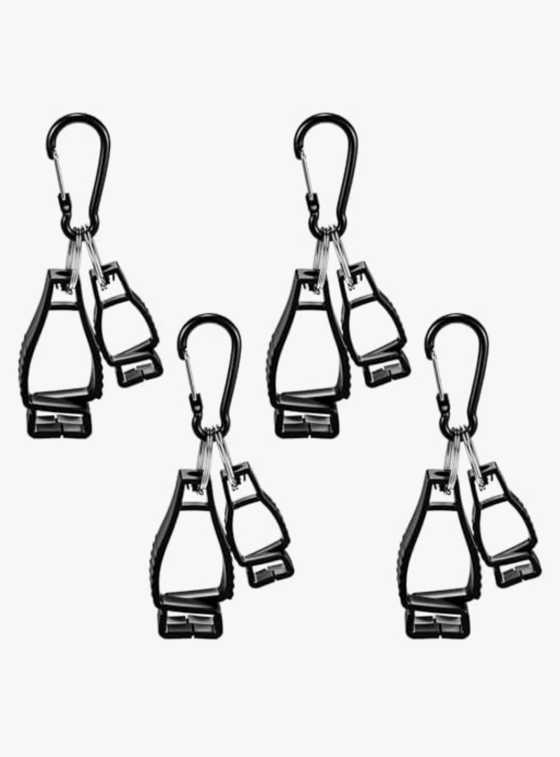 Fiwochic 4 Pcs Golf Glove Grabber Holder Glove Clip Holder Belt Keeper Strap Both Sides Loop with Metal Clip and Keyring for Carrying Golf Gloves 