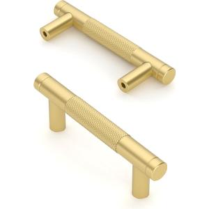 Asidrama 10 Pack 3 Inch(76mm) Brushed Gold Zinc Alloy Cabinet Pulls for Kitchen Cabinets and Drawers (3" Hole Center)