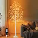 6FT Lighted Birch Tree with 144 LED Lights, Artificial Light Up Tree, Decorative Light Trees for Indoor Home Decor, Wedding Party, Christmas Holiday Floor Lamp