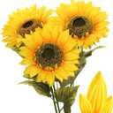 Large Sunflowers Artificial Flowers 9" Full Bloom Long Stem Artificial Sunflower 33" Tall Sun Flowers Giant Silk Sunflowers with Stem Fake Sunflower Floral Arrangement for Home Wedding Decoration