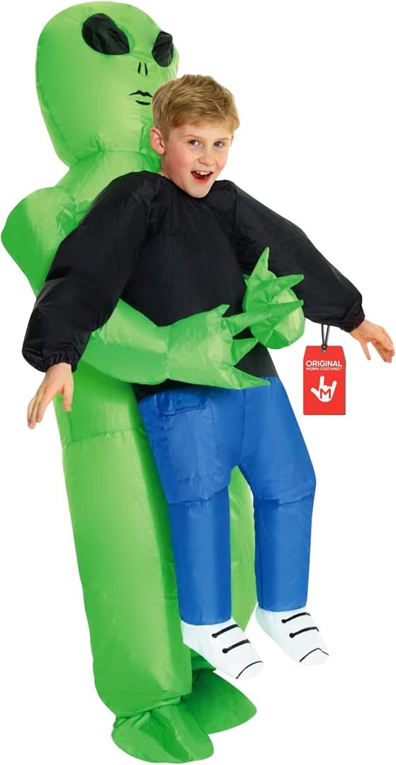 Morph Kids Inflatable Alien Costume, Blow Up Alien Outfit for Children, Halloween Costumes for Kids, Boys Halloween Costume , Green