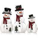 Barydat 3 Pcs Christmas Snowman Wooden Decorations Rustic Snowman Table Centerpieces Block Sign for Xmas Holiday Party Winter Indoor Home Kitchen Office Room Decorations