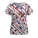 TMSD Women's 4th of July Shirt USA Flag Shirts for Women V Neck Independence Day Tops Stars and Stripes T Shirt, M