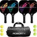 AOBORTY Pickleball Paddles 4 Pack - USAPA Light Graphite Premium Rackets Fiber Face & Polymer Honeycomb Core Pickleball Set with 4 Outdoor Indoor Balls Including Portable Carry Bag