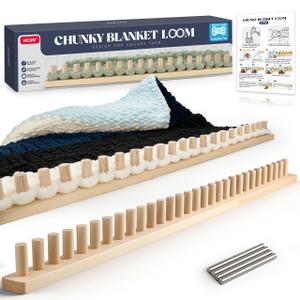 HEJIN 110" Chunky Blanket Loom, Adjustable Size Loom for Chunky Blanket, Knitting Loom Kit No Needles Required, Gift for DIY Craft Enthusiasts, Beginner Friendly Yarn Craft
