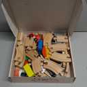 60Pcs Train Set for Toddlers, Bridge & Double-Side Wooden Train Set Tracks, Fits Brio, Thomas, Melissa and Doug, Kids Gift Toys for 3 4 5 Years Old Boys Girls (61pcs)