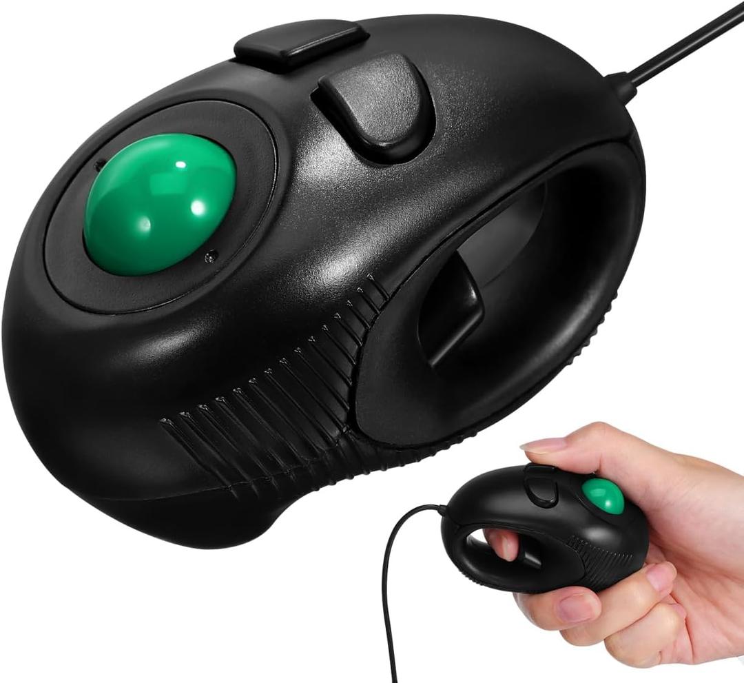 Gadpiparty Portable Handheld 4D Wired Mini Trackball Mouse Ergonomic Design for Comfortable Use Compatible with Windows and Laptops Black Color