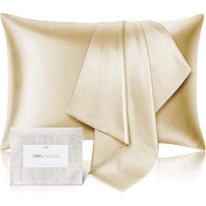 100% Pure Mulberry Silk Pillowcase for Hair and Skin - Allergen Resistant Dual Sides,600 Thread Count Silk Bed Pillow Cases with Hidden Zipper,1pc,King Size,Champagne