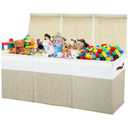 Large Toy Box Chest,Toy Storage Organizer,Storage Bins with Lids,Stuffed Animal Storage,Toy Bins for Kids,Toddlers,Baby,Girls,Nursery,Living Room,playroom(Beige)
