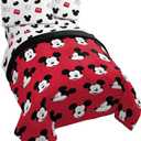 Jay Franco Disney Mickey Mouse Cute Faces 5 Piece Full Bed Set - Includes Comforter & Sheet Set - Super Soft Fade Resistant Polyester