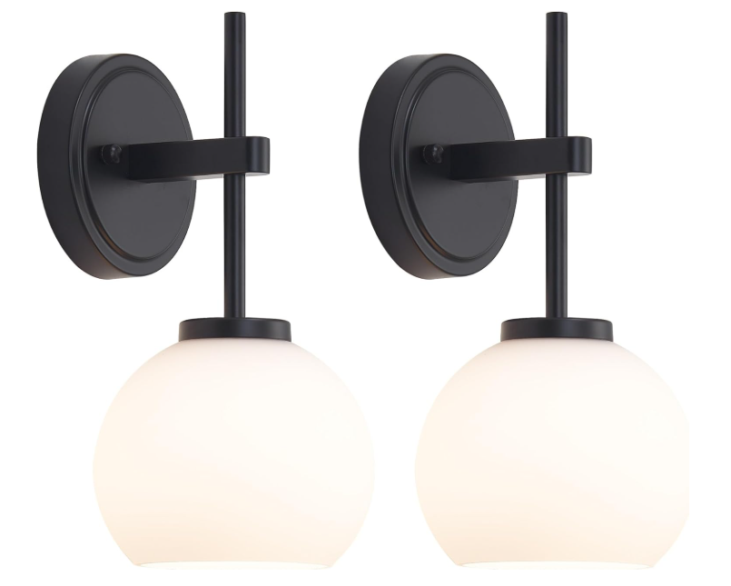 SANTOSTOCK Black Wireless Rechargeable Wall Sconces with Remote Control, Battery Operated, 12 Colors RGB & 3 CCT Bulb