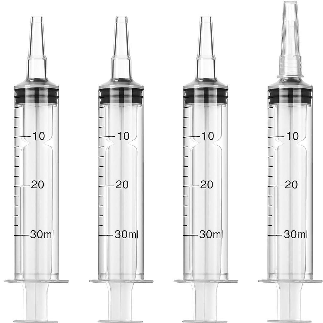Frienda Large Plastic Syringe 4 Pack Measuring Syringe Tools Dispensing Multiple Uses (30 ml)