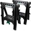 Metabo HPT Folding Sawhorses, 2-Pack, Lightweight Design, 1,200 lbs Capacity, Includes 4 Sawbucks, Ideal for Extra Workstations, Non-Skid Feet for Stability, Built-In Shelf and Cord Hooks, 115445M