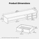 Dual Monitor Stand, 42.5 Inch Wood Monitor Riser with Drawers, 2 Tier Desktop Organizer for Computer Laptop TV, Large Screen Stand for Home Office Desk