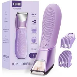 LGTGH Bikini Trimmer for Women: Pubic Hair Razor with Mirror & LED Light, Electric Shaver with Ceramic Blades & Travel Lock - Body Groomer IPX7 Waterproof Use for Legs/Arm/Underarm - Purple LGTGH Bikini Trimmer for Women: Pubic Hair Razor with Mirror & LED Light, Electric Shaver with Ceramic Blades & Travel Lock - Body Groomer IPX7 Waterproof Use for Legs/Arm/Underarm - Purple
