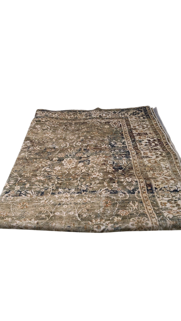 Area Rug 6x9 Living Room Bedroom Machine Washable Printed Vintage Floral Carpet Non-Slip Low Pile Distressed Boho for Laundry Dining Farmhouse, Taupe