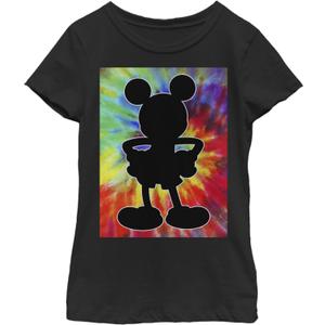 Disney Characters Travel Mickey Girl's Solid Crew Tee (Black), XS