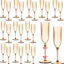 Remerry 48 Pack Detachable Plastic Champagne Flutes 5.5 oz Champagne Glasses Wedding Toasting Crystal Glasses Reusable Unbreakable Party Wine Cups for Wedding New Years Eve Party Supplies
