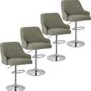 VECELO Bar Stools Set of 4, Adjustable Bar Stools with Back, Bar Height Stools for Kitchen Counter (Dark Grey)