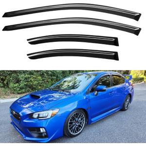 YQAUTEC Window Visors Rain Guards Shield Compatible with 2015-2021 Subaru WRX, Window Wind Deflectors Vent Shades for 15-21 Premium Limited STi