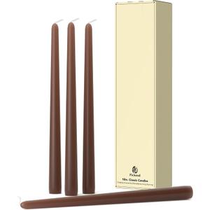 10-Inch Tall Dripless Taper Candles Set of 4 - Cocoa Brown Tapered Candles, Perfect for Spring - Smokeless, Unscented, Long Burning - Hand Poured, Colored Tall Candlesticks - Chocolates