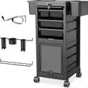 TASALON Professional Rolling Salon Cart, 6-Drawer Storage Trolley with Tool Holders, 33-Inch Height,Barber Shop Hairdressing Beauty Versatile Equipment Black