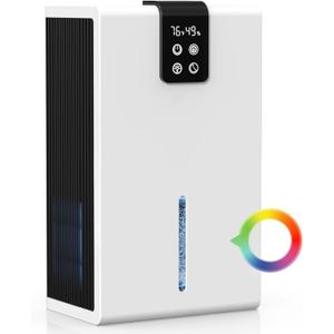 PSOS Dehumidifier, 98 OZ Water Tank, Dehumidifiers for Bedroom, Small Dehumidifier with Auto Shut Off, 7 Colors LED Light, White