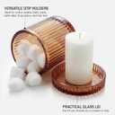 2 Pack Qtip Holder - Apothecary Jars with Lids, Bathroom Organizers and Storage Canister for Cotton Balls,Swabs,Floss Picks,Hair Ties,Clear Glass Vintage Bathroom Decor Jar Set (Brown)