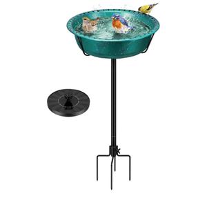 VIVOHOME Bird Bath with Solar Fountain for Outside, Weather-Resistant ABS Birdbath Bowl with Solar Powered Pump, Metal Ground Stake for Outdoor, Garden, 1.45 Gallons, Green