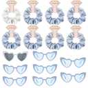 Satin Bridesmaid Scrunchies Bachelorette Hair Ties Set of 6 sunglasses Bridal Shower No Damage Hairties ideas Gift for Wedding Party Favors Bridesmaid Proposal Gifts (8sets White & Dusty Blue)