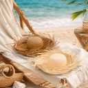 Garneck 2pcs Hawaiian Straw Hat: Woven Beach Sun Hats Packable Mexican Sombrero Headpiece for Luau Party Tropical Vacation Poolside Photos and Summer Travel