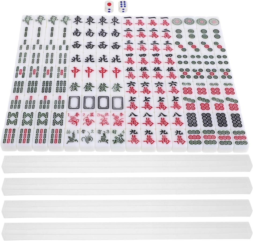 1 Set Mini Mahjong Tile Set: Miniature Mahjong Kit with Pushers - Easy to Read Mah Jongg Game for Various Home Gatherings - Chinese Game for Adults Family