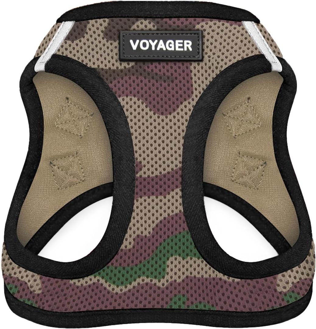 Best Pet Supplies Voyager Step-in Air Harness - All Weather Mesh, Reflective, No Pull Harness for Dogs, Cats - Secure with Hook & Loop Fastener, Buckle, Double D-Rings - Army/Black Trim, M
