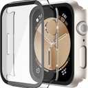 Misxi 2 Pack Hard PC Case with Tempered Glass Screen Protector Compatible with Apple Watch SE 3 (2025) SE 2 SE Series 6 Series 5 Series 4 40mm, Anti-Drop Lightweight Cover for iWatch, 1 Starlight + 1 Transparent