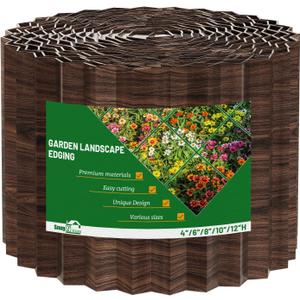 SnugNiture Corrugated Metal Garden Edging,6" x 20' Sturdy Lawn Edging Border,Landscape Edging Border for Lawn, Flower Bed,Garden and Yard(Brown)