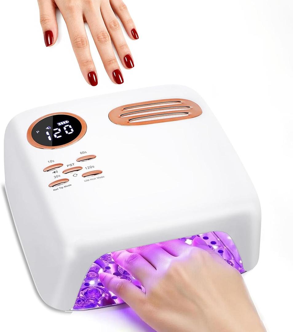 UV LED Nail Lamp for Gel Polish 72W Rechargeable Gel Nail Lamp Cordless Nail Dryer with Replaceable Light Board UV Light for Gel Nails for Home and Salon UseWhite