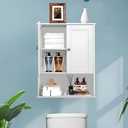 BYAOLVCY Bathroom Cabinet Wall Mounted Over Toilet Storage Cabinet 20x28 Inch White Bathroom Storage Cabinet Wall Space Saver Medicine Cabinets for Bathroom with Adjustable Shelf, 2 Doors, Soft Hinge